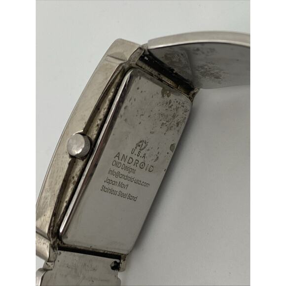 VNT Android OKO Designs Blue Face Wristwatch 1999 Stainless Steel Band USA Made - Picture 6 of 16